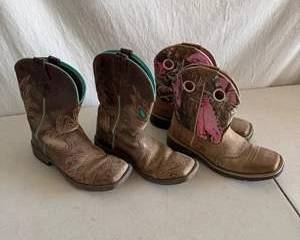 Two Pair of Used Children's Western Ariat Cowboy Boots, Size 7