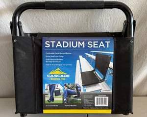 Cascade Mountain Tech Black Stadium Seat with Steel Frame and Comfortable Canvas Padding
