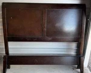 Dark Brown Wooden Bed Frame Headboard and Footboard Set