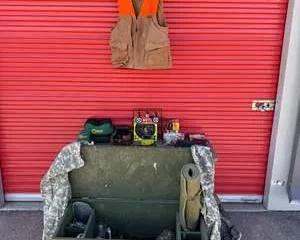 Military Surplus Storage Chest and Hunting Gear Set