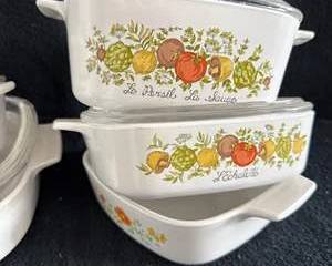 Vintage Corning Ware Casserole Dish Set with Spice of Life Pattern