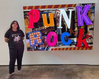 PUNK ROCK - Neon and backlit vintage channel letters on a painted wood backer of original artwork