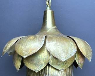 A second mid century brass Lotus light fixuter by the Feldman Lighting Company of California 