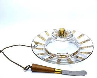 VIntage Mid Century Glass Butter Plate & Cover by Georges Briard 