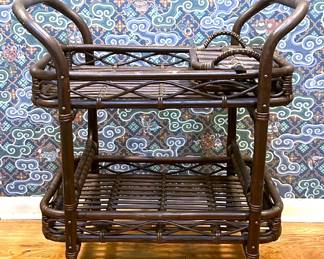 Vintage 1970s Bamboo Bar Cart 