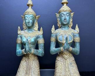 Pair of Vintage Thai Theppanom Temple Guardian Angels 