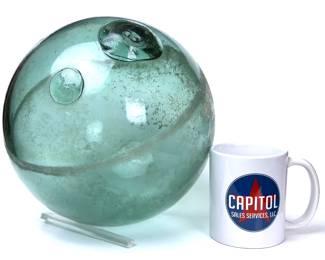 Large vintage hand blown Japanese glass fishing net float