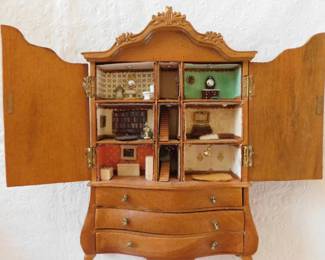 Rare JBM Artisan Dutch Baby House 144 Scale Silhouette Wood Door Dollhouse Miniature Interior