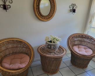 wicker chairs with side table