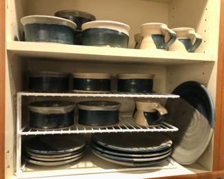 Set of studio pottery dishes 