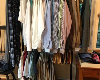 Men’s clothing by Brooks Bros. (shirts 14.5/32), Ben Silver, Ermenegildo Zegna, Ralph Lauren Polo, L.L. Bean & more (most size med.)