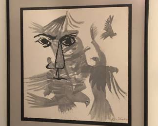 1968 lithograph “Birds over the City” by Ben Shahn, signed in plate lower right, framed size 28” x 30”