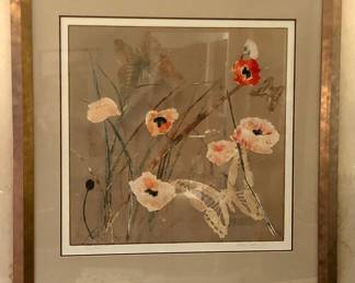 “Poppy Field” print by Aubrey Clark, signed & dated 2000 (framed 36” square)