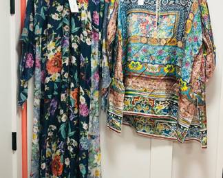 Johnny Was long dress + silk top (both large)