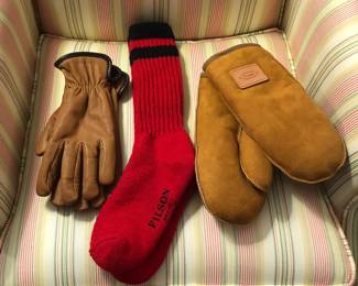 Filson goatskin gloves, wools socks & sheepskin mittens