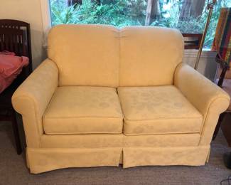 Butter yellow loveseat (56”L, 34”D, 34”H)