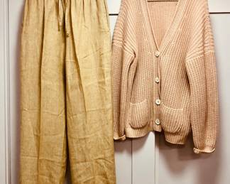 Eskandar linen trousers (sz. 2), Iris von Arnim cashmere sweater