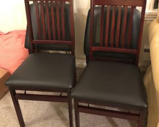 Set of 4 wooden folding chairs with vinyl seats s