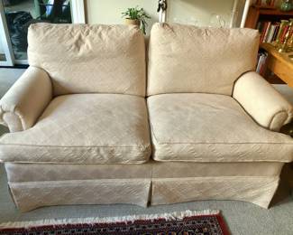 One of pair of loveseats by Hickory Furn. (64”L, 35”D, 32” high at back)