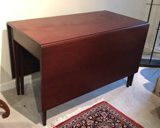 Mid-century mahogany dropleaf table (48”L, 25.5”D, 30”H)