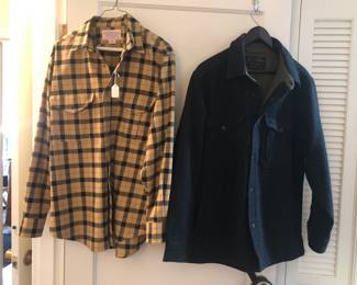 Men's FILSON plaid flannel shirt & lined Mackinaw wool jac-shirt (both size med.)
