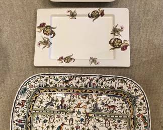 Platters: BIG Williams Sonoma "Provence", Italian with artichokes, Portmerion "Birds of Britain"