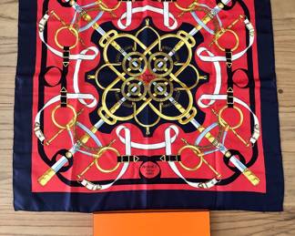 Hermes "Eperon d’Or" silk scarf 35” square - with box