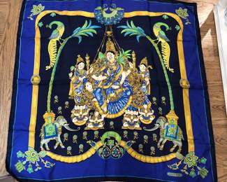 Hermes silk scarf “Beloved India”, 35” square - with box (not shown)
