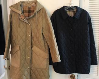 Women's Burberry Roxby tan quilted coat & black jacket (sz. large)