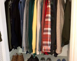 Men’s clothing - LOTS of cashmere sweaters! (Mostly med.) Brooks Bros., Neiman Marcus, Ben Silver, Patagonia, Kavu & more