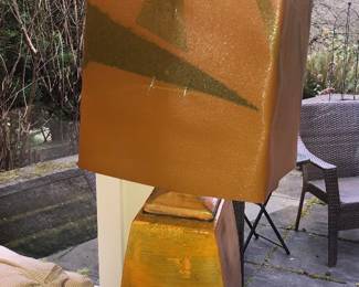 Ceramic lamp by artist Will Richards - raku-fired base + handmade shade (30" tall)