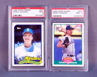 1989 Randy Johnson (HOF) Score Traded And Topps Traded, PSA 9 Graded Baseball Cards 