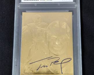 2005 Merrick Mint Tom Brady New England Patriots 23KT Gold Foil Card, Graded 10 Gem MT By WCG 