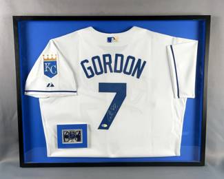 Alex Gordon Autographed Kansas City Royals Jersey With Topps Museum Collection Trading Card Numbered 11/25 