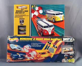 Hot Wheels Mongoose And Snake Drag Race Sets, One Is Autographed By Tom 'Mongoose' McEwen 