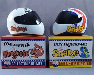 Tom McEwen 'The Mongoose' And Don Prudhomme 'The Snake' Collectible Mini Helmets 