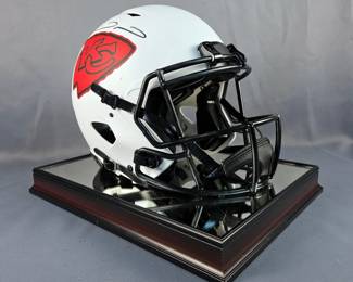 Patrick Mahomes Autographed Kansas City Chiefs Helmet In Display Case 