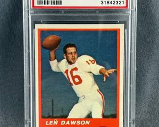 1963 Fleer Len Dawson (HOF) #47 Kansas City Chiefs Trading Card, PSA Graded Mint 9 Off-Center 