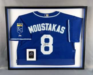 Mike Moustakas Autographed Kansas City Royals Jersey With Topps Museum Collection Autographed Trading Card 