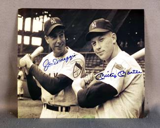 Mickey Mantle (HOF) And Joe DiMaggio (HOF) Autographed Photo And I Love Mickey 45 RPM Record 