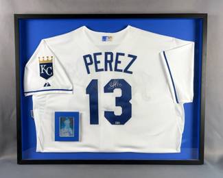 Salvador Perez Autographed Kansas City Royals Jersey With Autographed 1/1 Cyan Printing Plate 