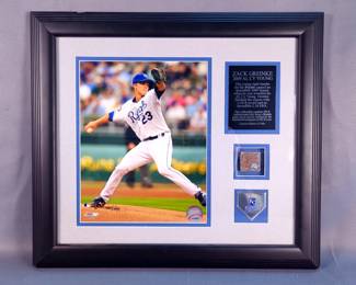 Zack Greinke 2009 AL Cy Young Kansas City Royals Framed Photo With Game-Used Dirt 