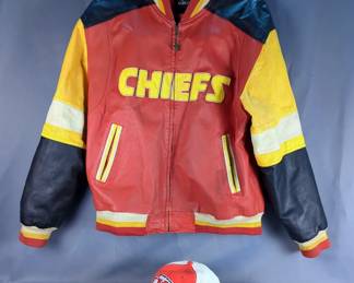Kansas City Chiefs Leather Jacket And Fitted Hat 