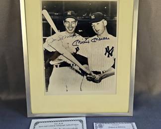 Joe DiMaggio (HOF) And Mickey Mantle (HOF) Dual Autographed Photograph With COAs 