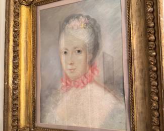 Pastel portrait in antique frame