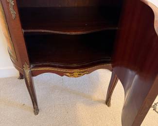 French marble top cabinet with painted panels