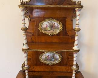 Diminutive French ormolu and porcelain mounted hutch