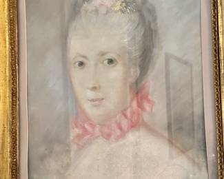 Pastel portrait in antique frame