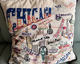 Catstudio embroidered Chicago pillow