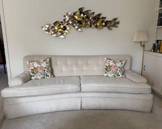 Vintage curved sofa 88" long x 38"d x 31"h   seat height 16"